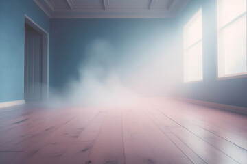 Pink and Blue Foggy Fog on empty Room Background