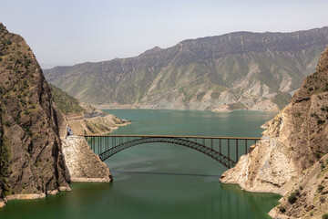 Obraz na płótnie Canvas The Bridge over Dam Lake of Karun 4, Chaharmahal and Bakhtiari, Iran