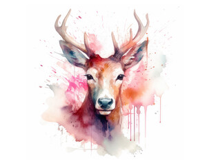 cute deer  portrait watercolor