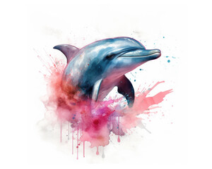 dolphin portrait watercolor