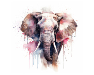 elephant portrait watercolor