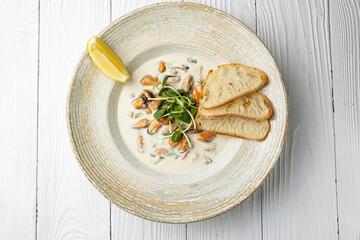 delicious seafood dishes on a plate. close-up
