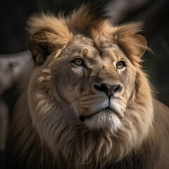 Majestic King of the Wild: A Portrait of a Lion, the Noble Carnivore: Generative AI