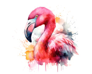 flamingo portrait watercolor