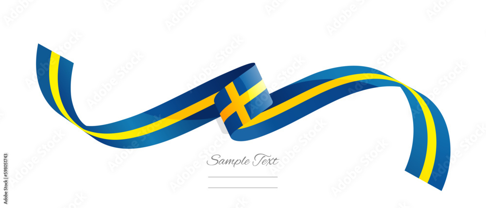 Wall mural swedish flag ribbon vector illustration. sweden flag ribbon on abstract isolated on white color back - Wall murals