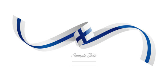 Finnish flag ribbon vector illustration. Finland flag ribbon on abstract isolated on white color background
