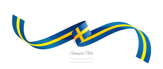 Swedish flag ribbon vector illustration. Sweden flag ribbon on abstract isolated on white color background