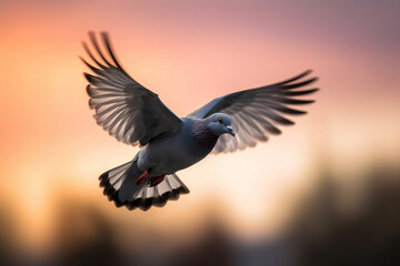 Naklejka na ściany i meble beautiful pigeon flying in the sky --