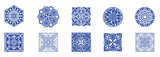 Islamic ornament vector, persian motiff. Asian floral designs. Abstract Asian elements of the national pattern of the ancient nomads of the Kazakhs, Kyrgyz, Mongols, Tatars, Uzbeks, Tajiks and other