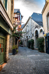 Narrow Street In The Medieval City Vannes At Morbihan Atlantic Coast In Brittany, France