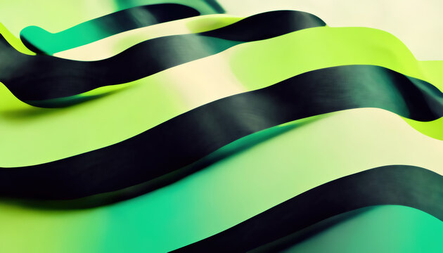 Stripe layers. Graphic art. Neon green black color gradient curve shape bands flow creative design illustration abstract background with free space.
