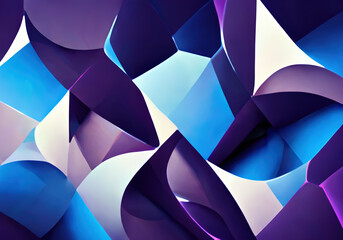 Mosaic design abstract background. Asymmetric pattern. Purple blue white color gradient curve shape element decorative ornament art illustration.