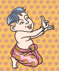 Thai traditional dance, Thai children, Thai cartoons. pop art retro hand drawn style vector design illustration.