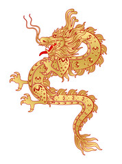Traditional chinese dragon red gold zodiac sign. China lunar calendar animal happy new year. For card design print media or festival. File PNG illustration.