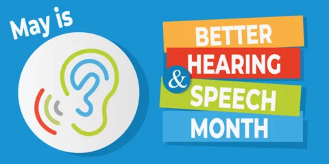 Fotobehang May is Better Hearing and Speech Month. Observed in May. Vector banner.  Social media web vector banner. © Carl