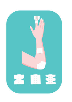 Erste Hilfe mit Pflaster und Verband
