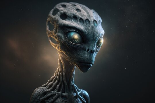 Portrait of an alian character design, AI generated