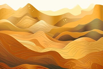 Fototapeta na wymiar Minimalistic orange-red mountainous abstract with gold accents for stylish decor, postcards, or celebratory posters. Generative AI