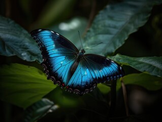 Fototapeta na wymiar Capturing the Beauty of a Blue Butterfly in the Rainforest