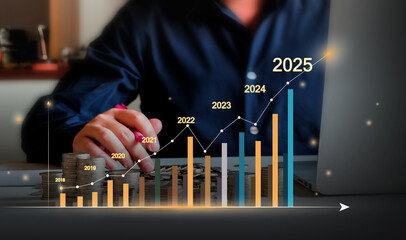 business people working in finance Technical price charts and indicators Red and green candlestick charts and trading.