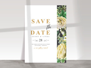 Beautiful wedding invitation card template with floral hand drawn