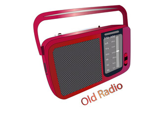 Classic red radio with intel receiver and large black speaker