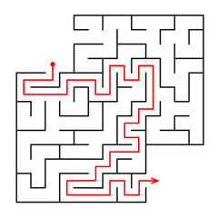Children's educational game finding the right way. The maze is a puzzle. Black and white vector illustration. Coloring book.