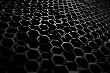Network connection concept black honeycomb shiny background. Futuristic Abstract Geometric Background Design Made with Generative Space Illustration AI Scy fi
