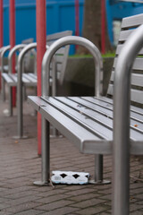 empty metal bench in park