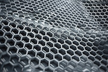Network connection concept silver honeycomb shiny background. Futuristic Abstract Geometric Background Design Made with Generative Space Illustration AI Scy fi