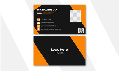 Double-sided vector illustration business card design. Horizontal and vertical layout. 