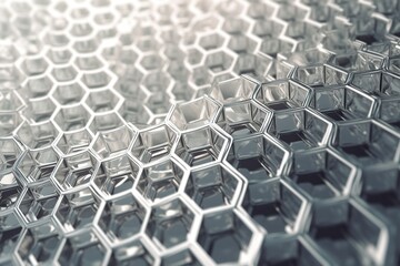 Network connection concept silver honeycomb shiny background. Futuristic Abstract Geometric Background Design Made with Generative Space Illustration AI Scy fi