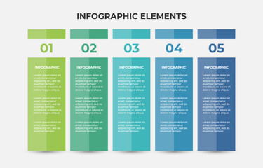 Business infographics template for presentation, education, web design, banners, brochures, five tabs. Vector illustration.