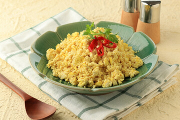 Tahu Bubuk or Tahu Bubuk, Crushed Tofu with Egg and Spiced.