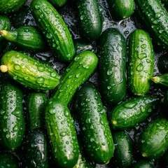 green, fresh cucumbers, generative ai