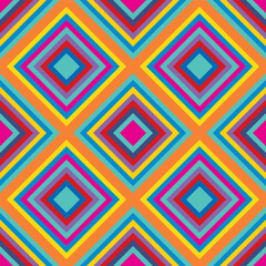 Colorful Kaleidoscopic Seamless Pattern. Vector Geometric Background with Rhombs. Abstract Mosaic Design