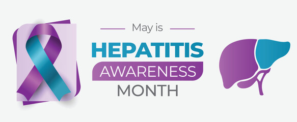 Hepatitis Awareness Month. Hepatitis in a liver disease. May celebration vector banner.
