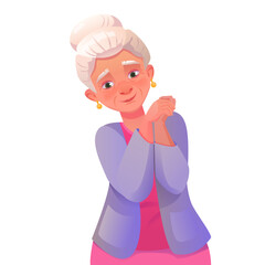 Cute granny. Cartoon character.  Vector illustration