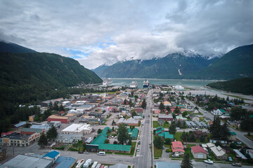 Fototapeta premium Aerial drone image of Skagway Alaska 