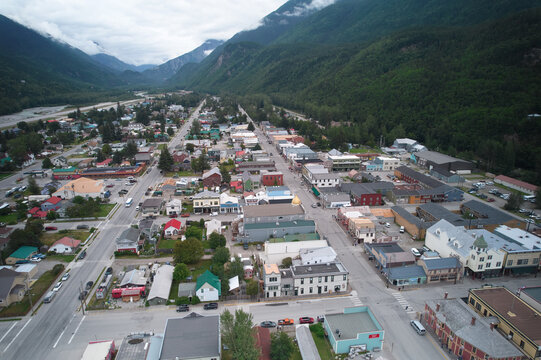 Aerial drone image of Skagway Alaska

