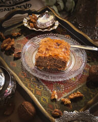 Traditional Baklava from Bosnia is a rich, sweet dessert  made from layers of yufka, filled with...