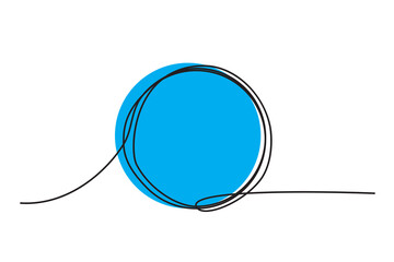 circle black and blue vector one line continous frame