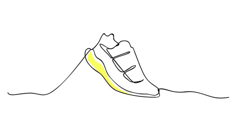 sport shoes, simple vector one line outline doodle