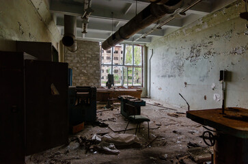 inside a destroyed school in Ukraine