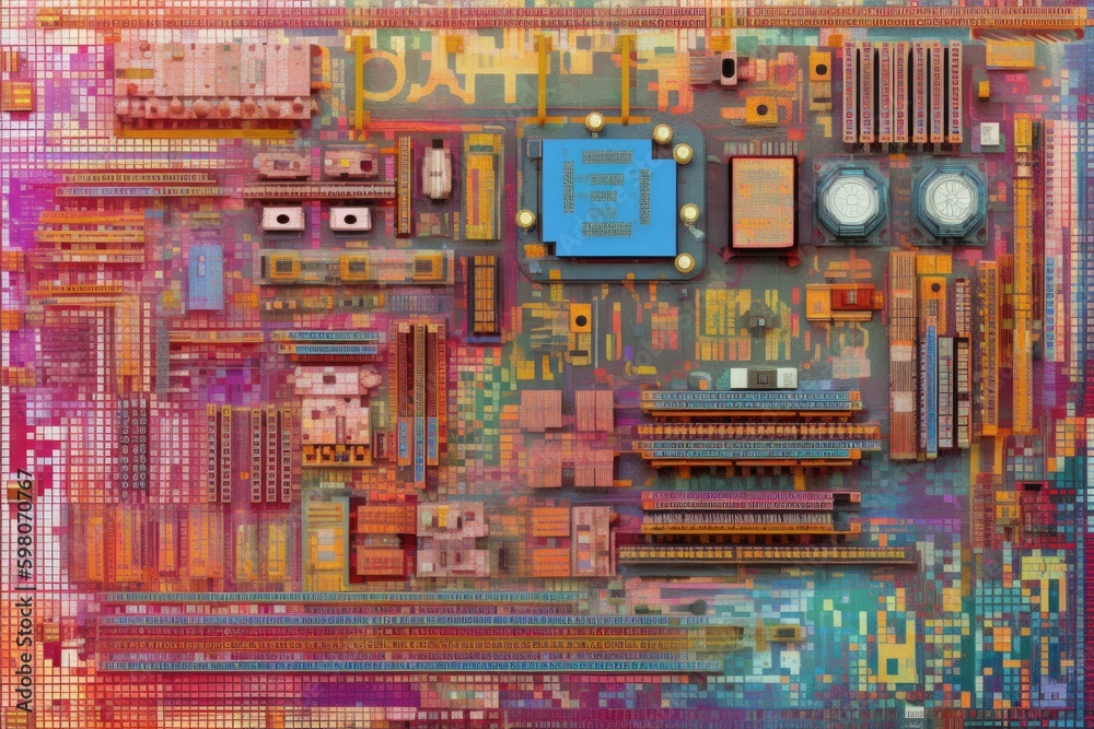 Poster computer processor chip in high detail. generative ai generative ai