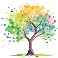 Tree Watercolor. Generative AI