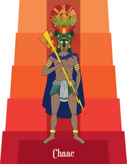 Illustration vector isolated of Mayan mythical god, Chaac, Rain god, Storm god.