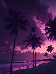 Heavy lightning Palm trees sunset | Call for Content | Generated by AI Generative | Part - 3