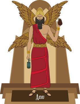 Illustration vector isolated of Mesopotamian mythical god, Anu, Sky god, king of gods