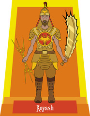 Illustration vector isolated of Mongolian mythical God, Koyash, god of sun.